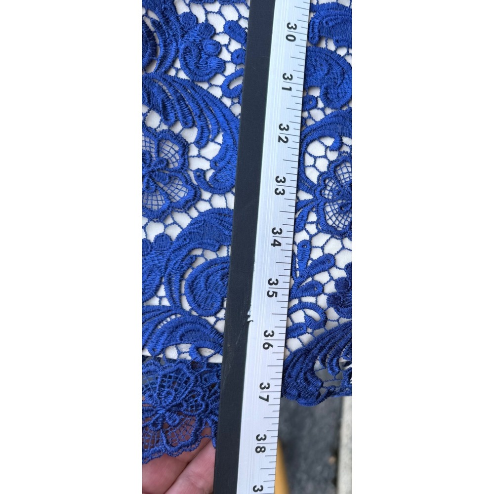 Eliza J Royal Blue Floral Guipure Lace V-Neck Sheath Cocktail Dress Size 10 - Picture 6 of 15